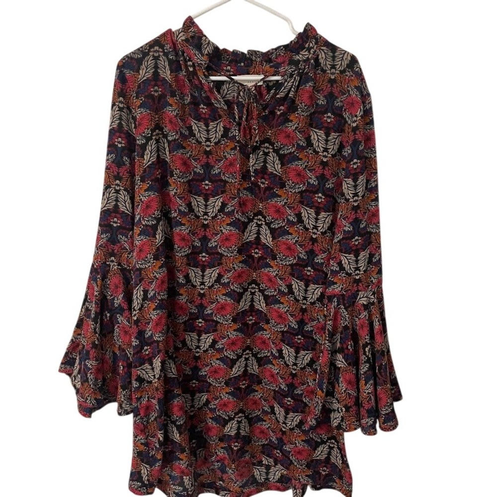 Floral Print Dress Bell‎ Sleeve Swing Midi Dress Bohemian Flowy Fall Umgee USA